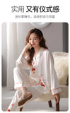 Mother's Day gifts for spring and summer high-quality pajamas, plum blossom white ice silk pajamas, women's summer home wear