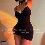 Slip Sweet Mini Dress Tank V Neck Babes Backless Bare Ass Cosplay House Fairy Sweet Korean Women Tops 2022 Summer P7M8