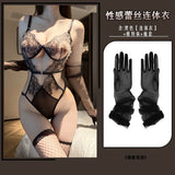 Sexy Lace One-piece With Bra Hollow-out Design Date Outfit Sexy Backless Deep V Suspenders Sleeveless Bodysuits Playful L7FE