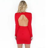Solid Color Slim Mini Dresses Women 2024 Sexy Deep V-neck Backless Package Hip Bodycon Dress Female Fashion Party Club Vestidos