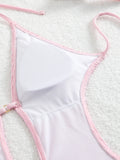 Sexy Halter V Neck Wrinkled Female Swimwear One Piece Swimsuit Women Backless Monokini High Leg Cut Bathing Suit Swim Beach Wear