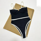 2026 New Sexy Splicing Underwired Women Swimwear One Piece Swimsuit Female High Leg Cut Padded Bather Bathing Suit Swim V5918