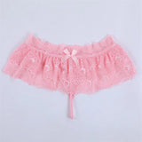 Sexy Crossdress Costume Panty Skirt G-String Thong for Men, Lace Gay Underwear, Mini Bikini Briefs, Ruffled Lace Lingerie