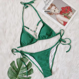 Bikini 2026 Sexy Crystal Diamond Hollow Vintage Solid Swimwear Swimsuit Women Bikinis Set Bathing Suit Beach Bikini Luxe Female
