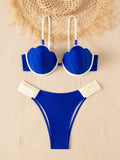 Sexy Coffee Contrast Ruffles Thong Bikini Set Women Hollow Out Push Up Underwire Bra Swimwear 2026 Summer Bathing Suit Swimsuit