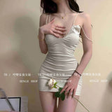 Slip Sweet Mini Dress Tank V Neck Babes Backless Bare Ass Cosplay House Fairy Sweet Korean Women Tops 2022 Summer P7M8