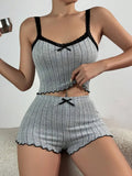 Women Sleepwear Summer Sling 2 Pieces Pajamas Set Homewear Female Sense Lace Crop Tops and Shorts Pijamas Loungewear