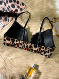 Leopard Eyelash Lace Women's Sexy Bra Front Closure Push Up Bra Comfortable No Lining Lingerie Top