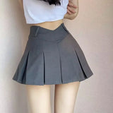 2024 Autumn Cute Aesthetic Y2k Micro Skirts High Waist Harajuku Streetwear Mini Skirt Sexy A-line V Waist Design Pleated Skirts