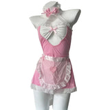 Japanese Anime Maid Uniform Women Sexy Cosplay Lingerie Costume Lace Headband Leg Ring Waistband Dress Set Outfits