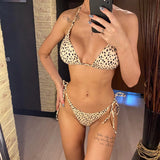 S- XXL Leopard Printed Long Sleeve Bikini Women Swimwear Female Swimsuit Three-piece Bikini set Bather Bathing Suit Swim V3193SW