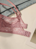 Women's sexy embroidered lace lingerie with steel rims gathered push ups breathable shoulder straps adjustable bra B2708