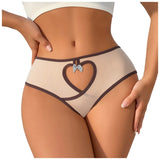 Love Heart Hollow Out Sexy Women'S Underwear Low Waist Breathable Seamless Cotton Panties Soft Comfortable Daily Briefs Lingerie