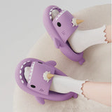 Summer Ice Cream Shark Slippers for Couples Cute Anti-Slip Thick Sole Indoor Bathroom Slides Men Women Beach Street Sandals