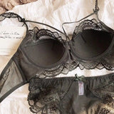 MOYISU French Pure Lace Bralette Petite Bra Set, AABB Cup with Removable Straps & Thin Push Up Pads, Soft Underwire Sexy Women's