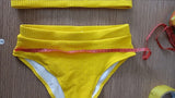 Sexy Solid Yellow Bikini 2026 Mujer High Cut Pleate Women's Swimsuit Separate Beach Bathing Suit High Waist Swimwear Biquini New
