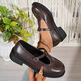 Vinatge T-Strap Med Heels Mary Jane Shoes Women Korean Buckle Strap Pu Leather Pumps Woman British Style Platfrom Student Shoes