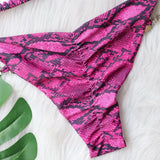 Snake Printed Halter Rhinestone Diamond Bikini Women Swimwear Female Swimsuit Two-pieces Bikini Set Brazilian Bathing Suit Swim