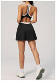 Naked Women's Tennis Dresses for Women Breathable Back Hollowed Out Sleeveless Mini Dress Built in Shorts Tight Sports Skirt