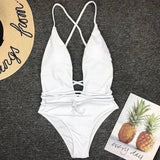 Sexy Deep V Neck Wrap Around Female Swimwear One Piece Swimsuit Women Backless Monokini High Leg Cut Bathing Suit Swim Beachwear