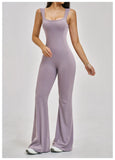 Slimming Yoga Jumpsuits Women Hollow Out Ruffles Backless Sportswear Fitness Back Hip-Lifting Leggings One-Piece Gym Bodysuits