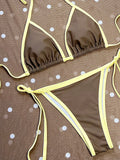 Summer 2026 New Sexy 3 Pieces Suit Swimwear Backless Micro Bikini Set+Dot Skirt Cover Up Beachwear Push Up Bathing Suits Biquini