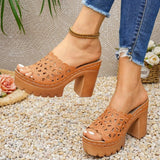Women'S  Heel   Slip Thick Soled High Heel Casual Shoes Heels Sandals Womens  large size35-43