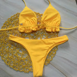Summer Brazilian Bikini Set for Women Sexy 2 Pieces Set Push-up Swimwear Bandage Top Thong Bathing Suit Swimsuit Beachwear