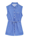 Gingham Printed Jumpsuit Women 2025 Summer Spring Wide Leg Casual Overalls for Women Cotton Linen Romper Pockets Playsuit