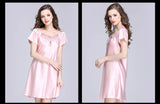 Women's Sleepwear Ice Silk Casual Silk Pajamas Women's Summer Sexy Short Sleeve Lace Pajamas Loungewear