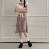 Sweet Skirts Chic Plaid Mini Skirt High Waist A-Line Korean Sle Commute Spring New Arrival Women's Fashion Mid-Length Skirts I3G