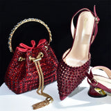 Doershow charming Shoes And Bag Matching Set With silver Hot Selling Women Italian Shoes And Bag Set For Party Wedding!  HAB1-9