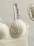 DEKA Sexy Shell Shape Underwire  One Piece Swimsuit Bikini Tie Side Swimwear Women Colorful Pearls Strap Push Up Bathing Suit