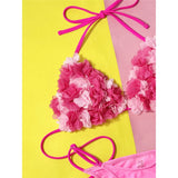 Sexy 3D Flowers Halter High Leg Cut Bikini Women Swimwear Female Swimsuit Two-Pieces Bikini Set Bather Bathing Suit Swim V5386