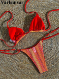 Printed Halter Bikini Female Swimsuit Women Swimwear Two-pieces Bikini set High Cut Leg Strappy Bather Bathing Suit Swim V7939