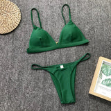 DEKA Women Sexy Solid Mini Micro Bikini Set Push-up padded Bra Thong Split Swimwear Female Bandage Bathing Suit Lacing Swimsuit