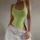 Sleeveless Knit Bodysuit Hot Summer Sexy Bodycon Off Shoulder Halter Tops Casual Street Bodice For Women ClubWear
