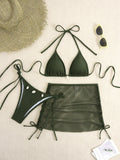 DEKA Mesh Bikinis Female Swimsuits Women's Three-Piece Swimwear Beach Swim Wear Bathing Suits Brazilian Bikini Set Pool Bather
