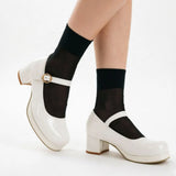 Plus Size 30-48 Mary Jane Shoes Women Sweet Lolita Round Toe Adjustable Buckle Strap Platform Thick Sole 5cm Block Heel Shoes