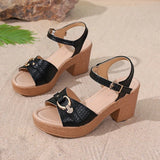 Summer White Thick High Heel Sandals Women Plus Size 42 Ankle Buckle Platform Sandles Woman Peep Toe Casual Sandalias Mujer