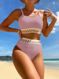 High Waist Bikini 2026 Women Strappy Swimwear Female Sexy Padded Swimsuit Solid Bathing Swimming Swim Suit Summer Beachwear