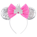 2025 New Style Mickey Minnie Ear Headband Sequin Bows Girl Adult Kids Halloween Party Cosplay Hair Accessories Princess Hairband