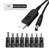 Elough WiFi to Power bank Cable Connector USB DC 5V to 12V Cable Boost Converter Step-up Cord For Wifi Router Modem Fan Speaker
