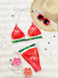 DEKA Triangle String Bikini Set 2025 Halter Swimsuit Women Print Watermelon Swimwear Female Bathers Bathing Swimming Swim Suit