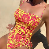 2026 Floral String One Piece Swimsuit Backless Sexy Swimwear Women Bathing Suit Female Swimming Summer Beachwear Bodysuit