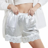 Women's Lace Hem Lounge Shorts Elastic Waist Loose Short Pants Summer Satin Bottoms Casual Stylish