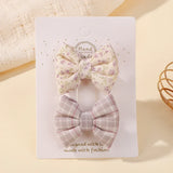 2Pcs/Set Cute Cotton Bowknot Hair Clips for Baby Girls Ins Style Hair Bows Plaid Boutique Hairgripes Kids Hair Accessories Gift