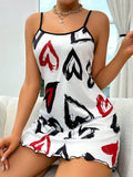 Pink Butterfly Printed Sleepwear Women Sexy Lingerie Nightdress Round Neck Sleep Dress Split Thigh Nighties Nightgown Loungwear
