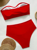 XS - XL 3D Flower Female Bandeau Swimsuit High Waist Bikini Women Swimwear Two-pieces Bikini Set Bather Bathing Suit Swim Lady