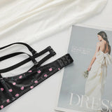 Two Piece Women Underwear Set With Floral Print Design 3/4 Cup Hood Gathered And Matching Triangle Underwear Sexy Lingerie A2169